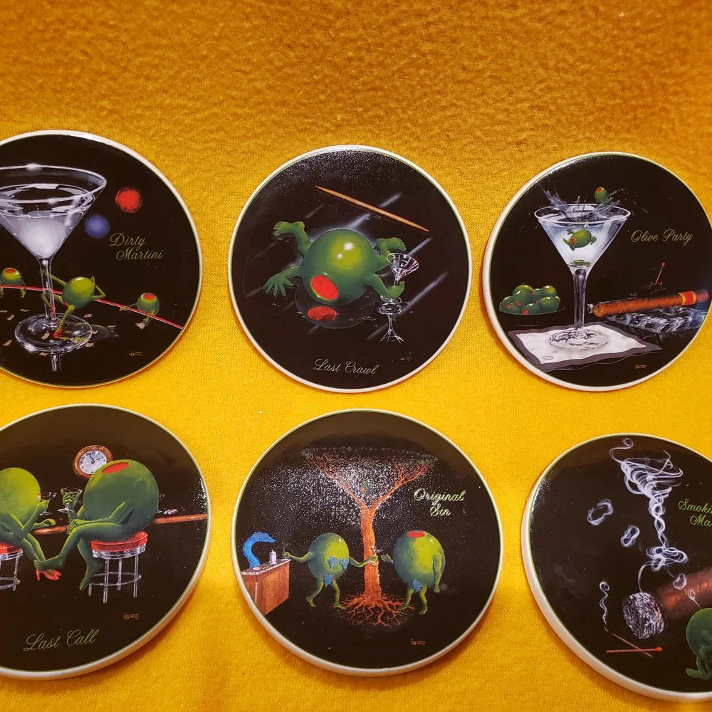 Olive Party Coasters Set of Six